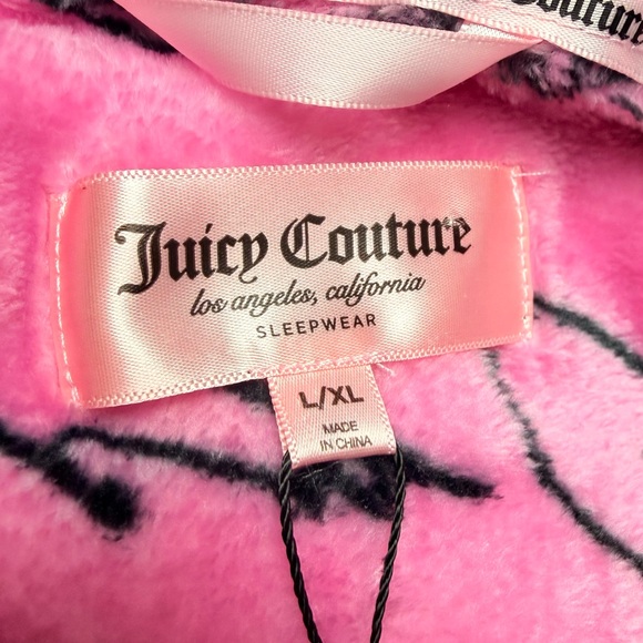 Juicy Couture NWT Plush Logo Script Robe Pink Cozy Lounge Sleepwear Size L/XL - Picture 4 of 8
